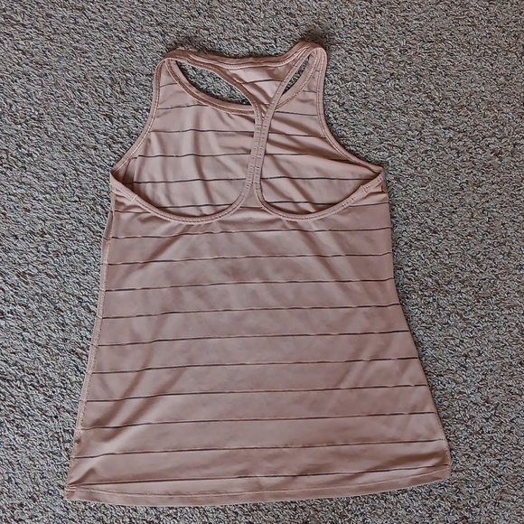 Athleta Light Brown Stripe Mesh High Neck Chi Tank Top - Picture 7 of 7